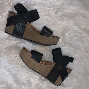 Black Strapped Wedges